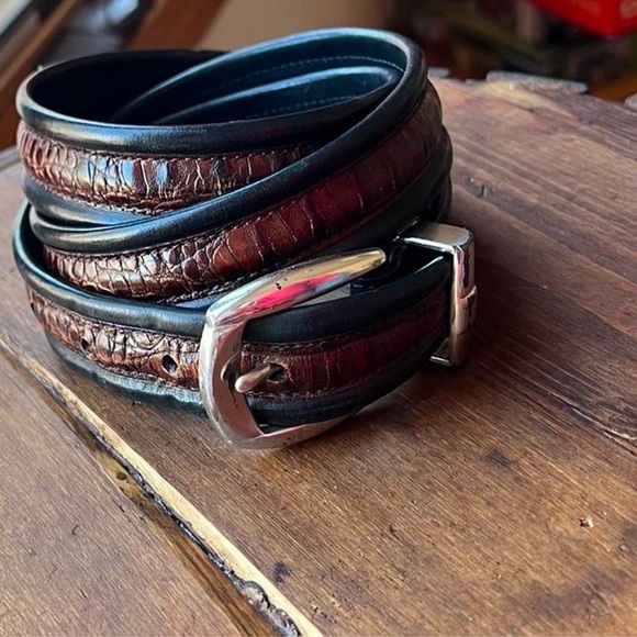 Territory Ahead brown & black leather belt size 38 - Picture 1 of 8